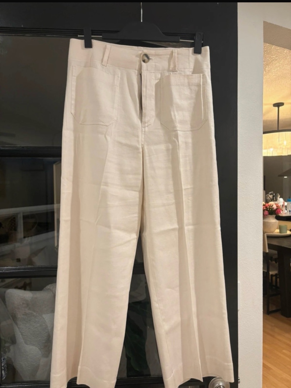 Anthropologie Mauve Colette Cream Linen Pants